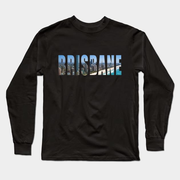 Brisbane City Skyline Silhouette Long Sleeve T-Shirt by swiftscuba